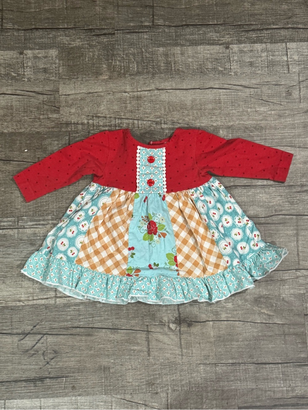 Ricrac & Ruffles 12M Long Sleeve Dress – Cute Patchwork